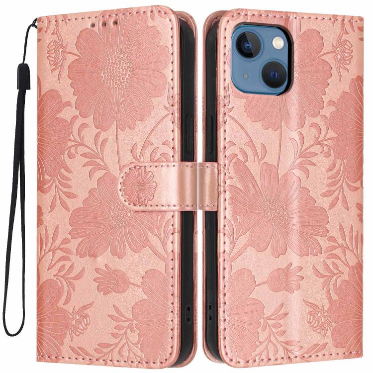 เคสโทรศัพท์หนังวีแกนปั๊มลายดอกทานตะวันพร้อมเชือกสีดำเล็ก สำหรับ iPhone 14 Pro Max, สำหรับ iPhone 13 Pro Max, สำหรับ iPhone 13 Pro, สำหรับ iPhone 13, สำหรับ iPhone 12 / 12 Pro, สำหรับ iPhone 12 Pro Max, สำหรับ iPhone 11 Pro Max, สำหรับ iPhone 11