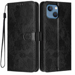 เคสโทรศัพท์หนังวีแกนปั๊มลายดอกทานตะวันพร้อมเชือกสีดำเล็ก สำหรับ iPhone 14 Pro Max, สำหรับ iPhone 13 Pro Max, สำหรับ iPhone 13 Pro, สำหรับ iPhone 13, สำหรับ iPhone 12 / 12 Pro, สำหรับ iPhone 12 Pro Max, สำหรับ iPhone 11 Pro Max, สำหรับ iPhone 11