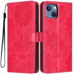 เคสโทรศัพท์หนังวีแกนปั๊มลายดอกทานตะวันพร้อมเชือกสีดำเล็ก สำหรับ iPhone 14 Pro Max, สำหรับ iPhone 13 Pro Max, สำหรับ iPhone 13 Pro, สำหรับ iPhone 13, สำหรับ iPhone 12 / 12 Pro, สำหรับ iPhone 12 Pro Max, สำหรับ iPhone 11 Pro Max, สำหรับ iPhone 11
