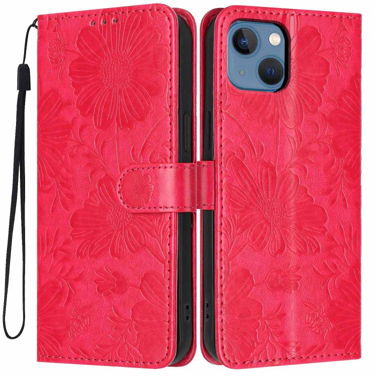 เคสโทรศัพท์หนังวีแกนปั๊มลายดอกทานตะวันพร้อมเชือกสีดำเล็ก สำหรับ iPhone 14 Pro Max, สำหรับ iPhone 13 Pro Max, สำหรับ iPhone 13 Pro, สำหรับ iPhone 13, สำหรับ iPhone 12 / 12 Pro, สำหรับ iPhone 12 Pro Max, สำหรับ iPhone 11 Pro Max, สำหรับ iPhone 11