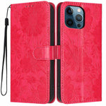 เคสโทรศัพท์หนังวีแกนปั๊มลายดอกทานตะวันพร้อมเชือกสีดำเล็ก สำหรับ iPhone 14 Pro Max, สำหรับ iPhone 13 Pro Max, สำหรับ iPhone 13 Pro, สำหรับ iPhone 13, สำหรับ iPhone 12 / 12 Pro, สำหรับ iPhone 12 Pro Max, สำหรับ iPhone 11 Pro Max, สำหรับ iPhone 11