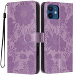 เคสโทรศัพท์หนังวีแกนปั๊มลายดอกทานตะวันพร้อมเชือกสีดำเล็ก สำหรับ iPhone 14 Pro Max, สำหรับ iPhone 13 Pro Max, สำหรับ iPhone 13 Pro, สำหรับ iPhone 13, สำหรับ iPhone 12 / 12 Pro, สำหรับ iPhone 12 Pro Max, สำหรับ iPhone 11 Pro Max, สำหรับ iPhone 11