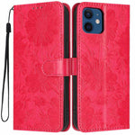 เคสโทรศัพท์หนังวีแกนปั๊มลายดอกทานตะวันพร้อมเชือกสีดำเล็ก สำหรับ iPhone 14 Pro Max, สำหรับ iPhone 13 Pro Max, สำหรับ iPhone 13 Pro, สำหรับ iPhone 13, สำหรับ iPhone 12 / 12 Pro, สำหรับ iPhone 12 Pro Max, สำหรับ iPhone 11 Pro Max, สำหรับ iPhone 11
