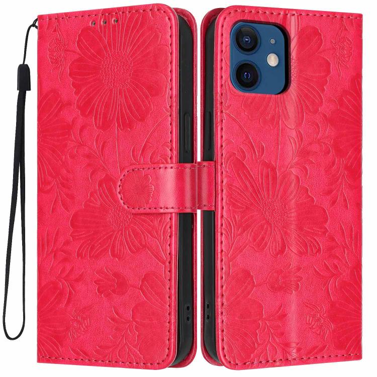 เคสโทรศัพท์หนังวีแกนปั๊มลายดอกทานตะวันพร้อมเชือกสีดำเล็ก สำหรับ iPhone 14 Pro Max, สำหรับ iPhone 13 Pro Max, สำหรับ iPhone 13 Pro, สำหรับ iPhone 13, สำหรับ iPhone 12 / 12 Pro, สำหรับ iPhone 12 Pro Max, สำหรับ iPhone 11 Pro Max, สำหรับ iPhone 11