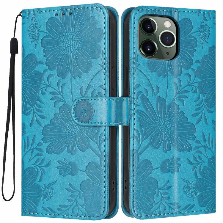 เคสโทรศัพท์หนังวีแกนปั๊มลายดอกทานตะวันพร้อมเชือกสีดำเล็ก สำหรับ iPhone 14 Pro Max, สำหรับ iPhone 13 Pro Max, สำหรับ iPhone 13 Pro, สำหรับ iPhone 13, สำหรับ iPhone 12 / 12 Pro, สำหรับ iPhone 12 Pro Max, สำหรับ iPhone 11 Pro Max, สำหรับ iPhone 11
