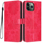 เคสโทรศัพท์หนังวีแกนปั๊มลายดอกทานตะวันพร้อมเชือกสีดำเล็ก สำหรับ iPhone 14 Pro Max, สำหรับ iPhone 13 Pro Max, สำหรับ iPhone 13 Pro, สำหรับ iPhone 13, สำหรับ iPhone 12 / 12 Pro, สำหรับ iPhone 12 Pro Max, สำหรับ iPhone 11 Pro Max, สำหรับ iPhone 11