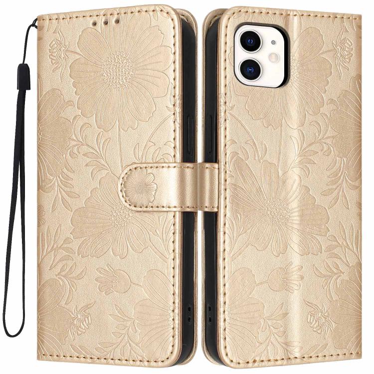 เคสโทรศัพท์หนังวีแกนปั๊มลายดอกทานตะวันพร้อมเชือกสีดำเล็ก สำหรับ iPhone 14 Pro Max, สำหรับ iPhone 13 Pro Max, สำหรับ iPhone 13 Pro, สำหรับ iPhone 13, สำหรับ iPhone 12 / 12 Pro, สำหรับ iPhone 12 Pro Max, สำหรับ iPhone 11 Pro Max, สำหรับ iPhone 11