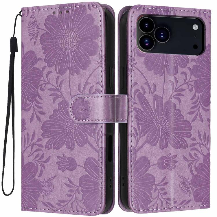 เคสโทรศัพท์หนังมังสวิรัติปั๊มลายดอกทานตะวันพร้อมเชือกสีดำเล็ก สำหรับ iPhone 16e / 17e, สำหรับ iPhone 17 Pro Max, สำหรับ iPhone 17 Pro, สำหรับ iPhone 17, สำหรับ iPhone Air, สำหรับ iPhone 16 Pro Max, สำหรับ iPhone 16 Pro, สำหรับ iPhone 16 Plus