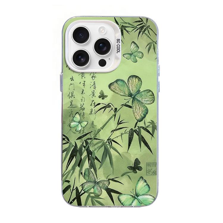 เคสโทรศัพท์ PC ไฮบริด TPU ชุบเงินลายผีเสื้อ สำหรับ iPhone 16 Pro, สำหรับ iPhone 16 Plus, สำหรับ iPhone 16, สำหรับ iPhone 15 Pro Max, สำหรับ iPhone 15 Pro, สำหรับ iPhone 15 Plus