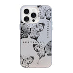 เคสโทรศัพท์ PC ไฮบริด TPU ชุบเงินลายผีเสื้อ สำหรับ iPhone 16 Pro, สำหรับ iPhone 16 Plus, สำหรับ iPhone 16, สำหรับ iPhone 15 Pro Max, สำหรับ iPhone 15 Pro, สำหรับ iPhone 15 Plus