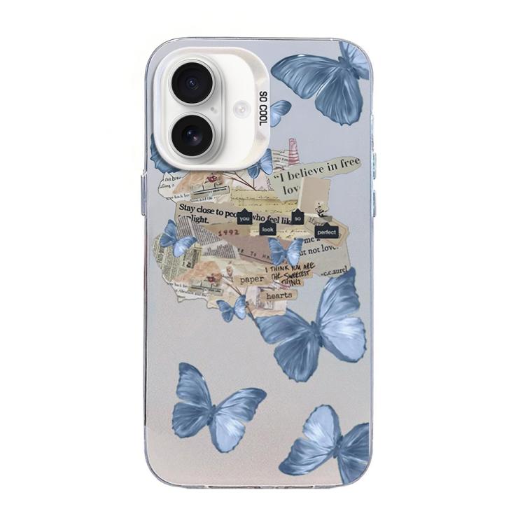 เคสโทรศัพท์ PC ไฮบริด TPU ชุบเงินลายผีเสื้อ สำหรับ iPhone 16 Pro, สำหรับ iPhone 16 Plus, สำหรับ iPhone 16, สำหรับ iPhone 15 Pro Max, สำหรับ iPhone 15 Pro, สำหรับ iPhone 15 Plus