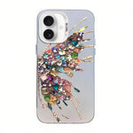 เคสโทรศัพท์ PC ไฮบริด TPU ชุบเงินลายผีเสื้อ สำหรับ iPhone 16 Pro, สำหรับ iPhone 16 Plus, สำหรับ iPhone 16, สำหรับ iPhone 15 Pro Max, สำหรับ iPhone 15 Pro, สำหรับ iPhone 15 Plus