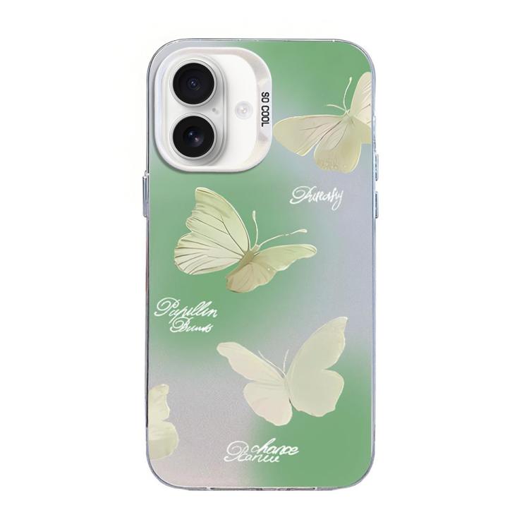 เคสโทรศัพท์ PC ไฮบริด TPU ชุบเงินลายผีเสื้อ สำหรับ iPhone 16 Pro, สำหรับ iPhone 16 Plus, สำหรับ iPhone 16, สำหรับ iPhone 15 Pro Max, สำหรับ iPhone 15 Pro, สำหรับ iPhone 15 Plus