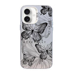 เคสโทรศัพท์ PC ไฮบริด TPU ชุบเงินลายผีเสื้อ สำหรับ iPhone 16 Pro, สำหรับ iPhone 16 Plus, สำหรับ iPhone 16, สำหรับ iPhone 15 Pro Max, สำหรับ iPhone 15 Pro, สำหรับ iPhone 15 Plus