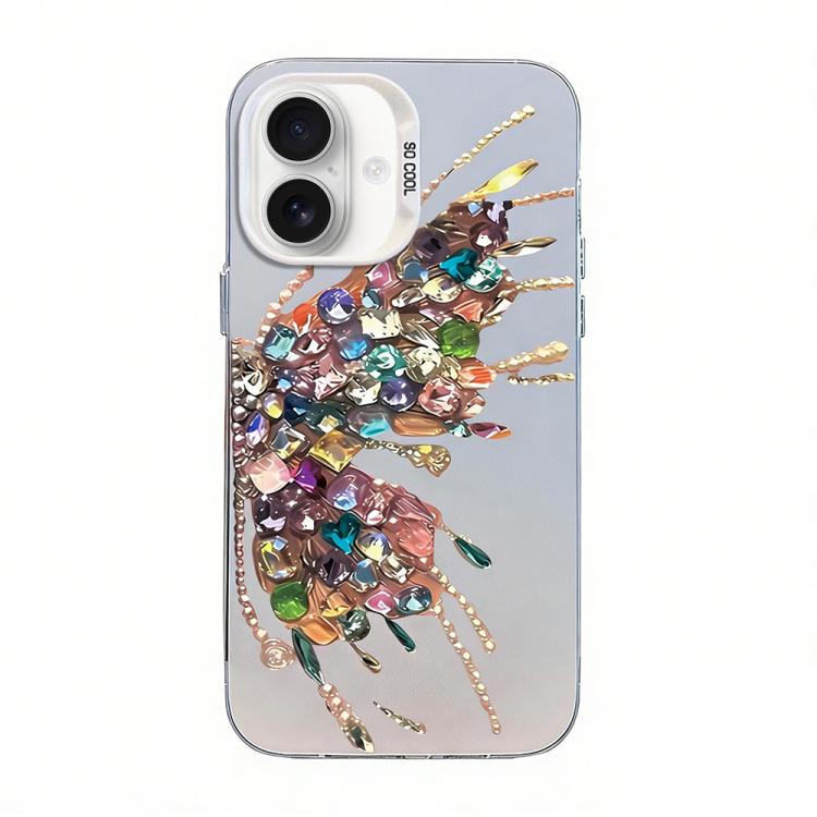 เคสโทรศัพท์ PC ไฮบริด TPU ชุบเงินลายผีเสื้อ สำหรับ iPhone 16 Pro, สำหรับ iPhone 16 Plus, สำหรับ iPhone 16, สำหรับ iPhone 15 Pro Max, สำหรับ iPhone 15 Pro, สำหรับ iPhone 15 Plus