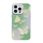 เคสโทรศัพท์ PC ไฮบริด TPU ชุบเงินลายผีเสื้อ สำหรับ iPhone 16 Pro, สำหรับ iPhone 16 Plus, สำหรับ iPhone 16, สำหรับ iPhone 15 Pro Max, สำหรับ iPhone 15 Pro, สำหรับ iPhone 15 Plus