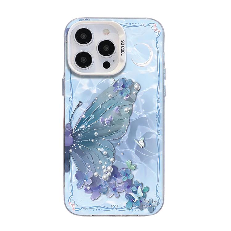 เคสโทรศัพท์ PC ไฮบริด TPU ชุบเงินลายผีเสื้อ สำหรับ iPhone 16 Pro, สำหรับ iPhone 16 Plus, สำหรับ iPhone 16, สำหรับ iPhone 15 Pro Max, สำหรับ iPhone 15 Pro, สำหรับ iPhone 15 Plus