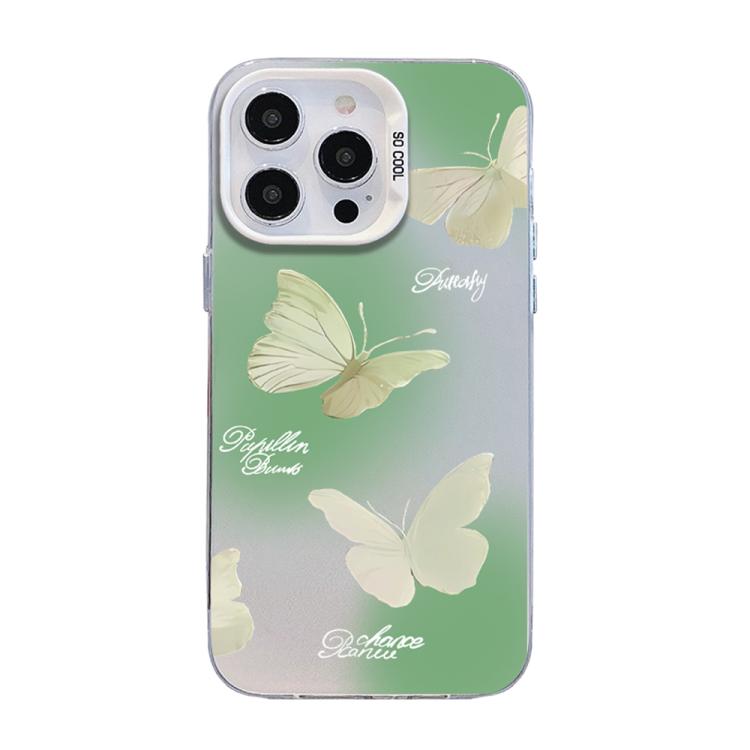 เคสโทรศัพท์ PC ไฮบริด TPU ชุบเงินลายผีเสื้อ สำหรับ iPhone 16 Pro, สำหรับ iPhone 16 Plus, สำหรับ iPhone 16, สำหรับ iPhone 15 Pro Max, สำหรับ iPhone 15 Pro, สำหรับ iPhone 15 Plus