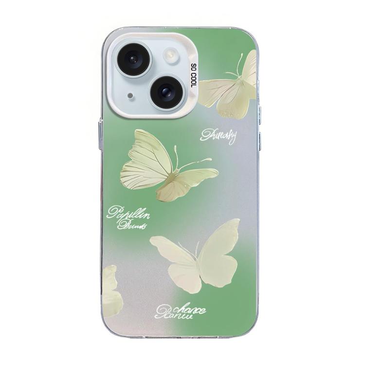Butterfly Pattern Silver Plating PC Hybrid TPU Phone Case, For iPhone 15, For iPhone 14 Plus, For iPhone 14, For iPhone 14 Pro, For iPhone 14 Pro Max, For iPhone SE 2022 / SE 2020