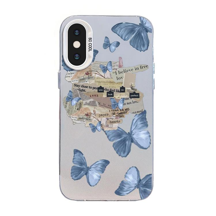 เคสโทรศัพท์ PC ไฮบริด TPU ชุบเงินลายผีเสื้อ สำหรับ iPhone 12 mini, สำหรับ iPhone 11 Pro Max, สำหรับ iPhone 11, สำหรับ iPhone 11 Pro, สำหรับ iPhone XS / X, สำหรับ iPhone XR