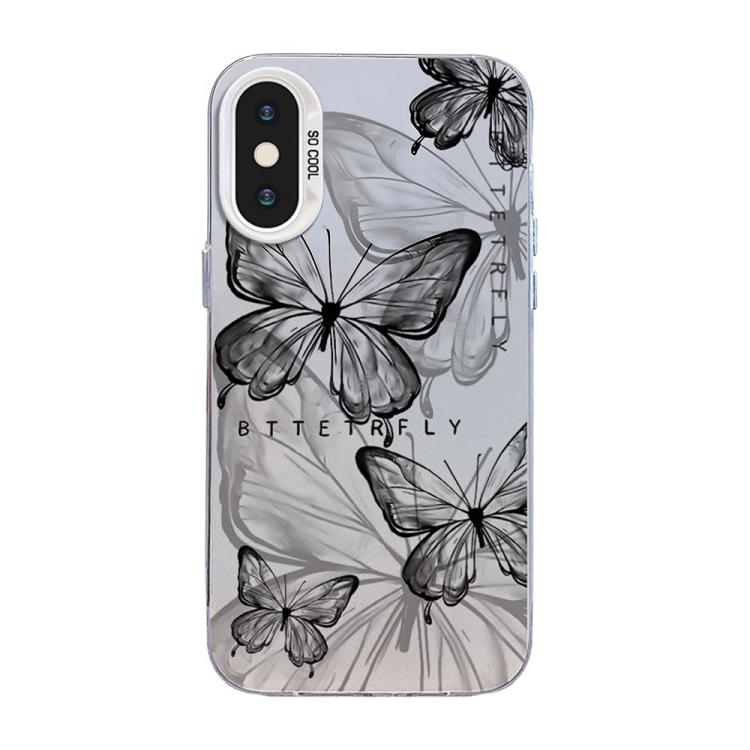 เคสโทรศัพท์ PC ไฮบริด TPU ชุบเงินลายผีเสื้อ สำหรับ iPhone 12 mini, สำหรับ iPhone 11 Pro Max, สำหรับ iPhone 11, สำหรับ iPhone 11 Pro, สำหรับ iPhone XS / X, สำหรับ iPhone XR