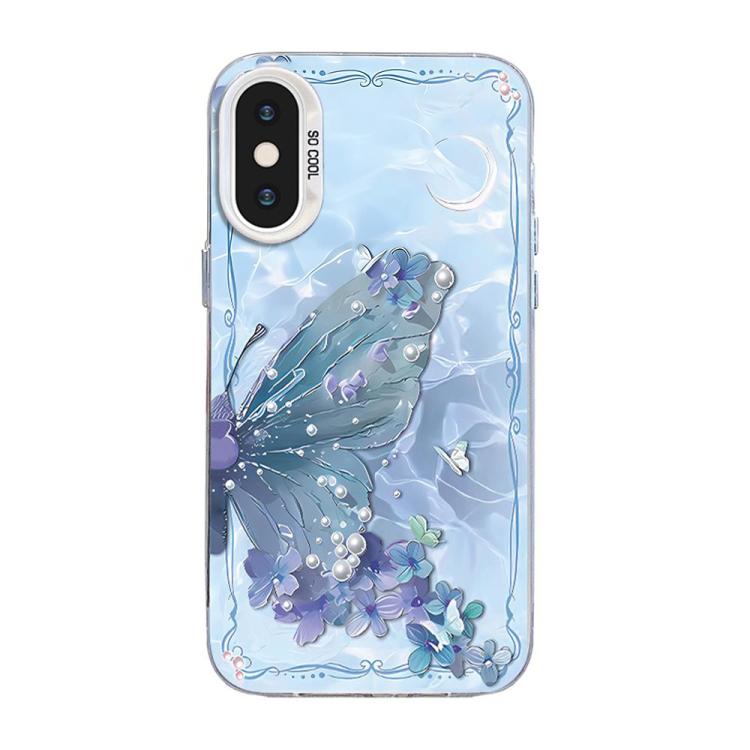 เคสโทรศัพท์ไฮบริด PC TPU ชุบเงินลายผีเสื้อ สำหรับ iPhone XS Max, สำหรับ iPhone 8 Plus / 7 Plus