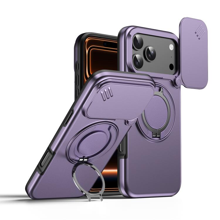 เคสโทรศัพท์ที่ยึดหมุนแม่เหล็กพร้อมบังเลนส์กล้องเลื่อน สำหรับ iPhone 17 Pro Max, สำหรับ iPhone 17 Pro, สำหรับ iPhone 17, สำหรับ iPhone Air, สำหรับ iPhone 16 Pro Max, สำหรับ iPhone 16 Pro