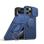 Camera Sliding Shield Magnetic Rotation Holder Phone Case, For iPhone 16 Plus, For iPhone 16, For iPhone 15 Pro Max, For iPhone 15 Pro, For iPhone 15 Plus / 14 Plus, For iPhone 15