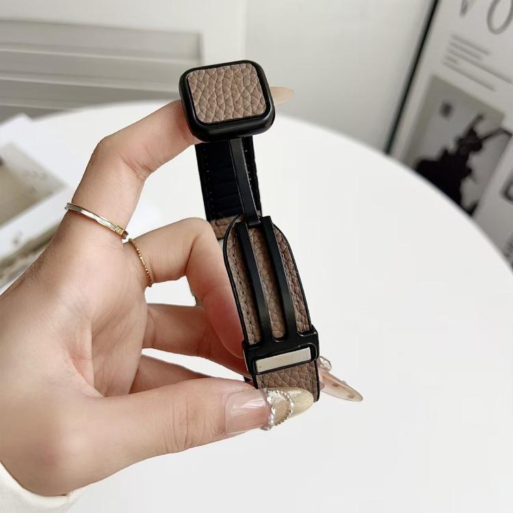 สายรัดนาฬิกา xDfind หนังวีแกนลายลิทชี่พร้อมหัวเข็มขัดแม่เหล็ก สำหรับ Apple Watch 42 / 44 / 45 / 46 / 49 มม., สำหรับ Apple Watch 38 / 40 / 41 / S11 42 มม.
