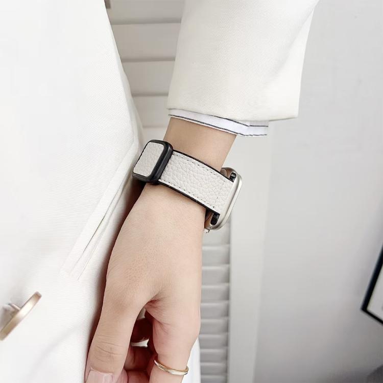 สายรัดนาฬิกา xDfind หนังวีแกนลายลิทชี่พร้อมหัวเข็มขัดแม่เหล็ก สำหรับ Apple Watch 42 / 44 / 45 / 46 / 49 มม., สำหรับ Apple Watch 38 / 40 / 41 / S11 42 มม.