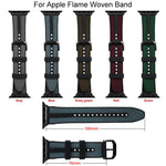 สายรัดนาฬิกา xDfind ไนลอนถักผสมซิลิโคนลาย Flame สำหรับ Apple Watch 42 / 44 / 45 / 46 / 49 มม., สำหรับ Apple Watch 38 / 40 / 41 / S11 42 มม.