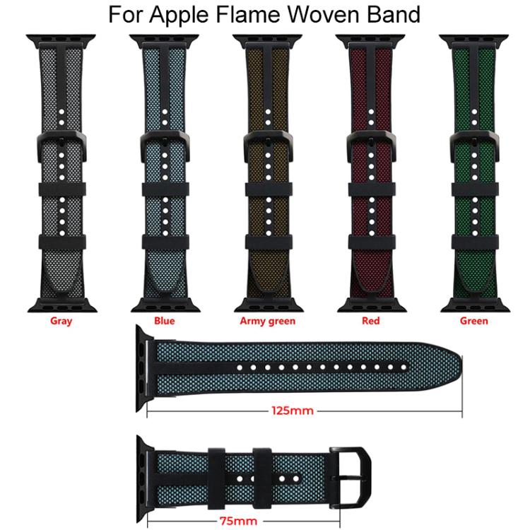 สายรัดนาฬิกา xDfind ไนลอนถักผสมซิลิโคนลาย Flame สำหรับ Apple Watch 42 / 44 / 45 / 46 / 49 มม., สำหรับ Apple Watch 38 / 40 / 41 / S11 42 มม.