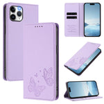 เคสโทรศัพท์หนังวีแกนแบบผีเสื้อคู่แม่เหล็กแรงสูง RFID สำหรับ iPhone 12 Pro Max, iPhone 11 Pro Max, iPhone 11, iPhone 11 Pro