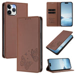 เคสโทรศัพท์หนังวีแกนแบบผีเสื้อคู่แม่เหล็กแรงสูง RFID สำหรับ iPhone 12 Pro Max, iPhone 11 Pro Max, iPhone 11, iPhone 11 Pro