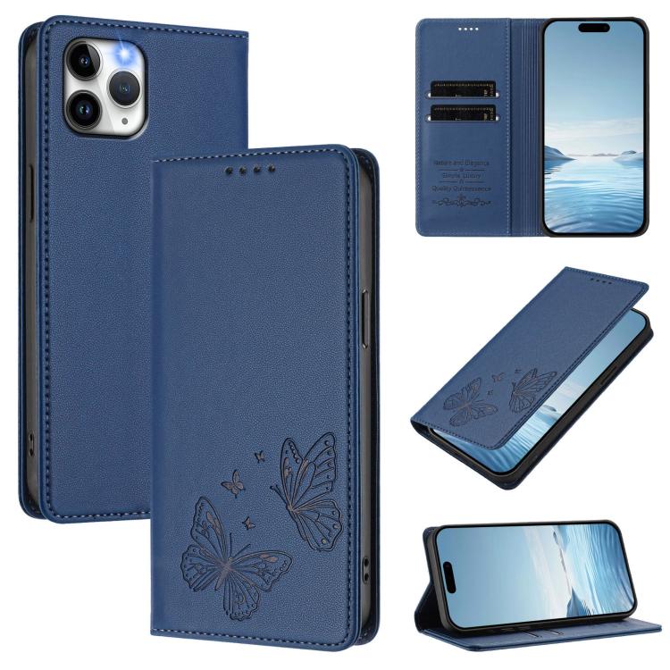 เคสโทรศัพท์หนังวีแกนแบบผีเสื้อคู่แม่เหล็กแรงสูง RFID สำหรับ iPhone 12 Pro Max, iPhone 11 Pro Max, iPhone 11, iPhone 11 Pro