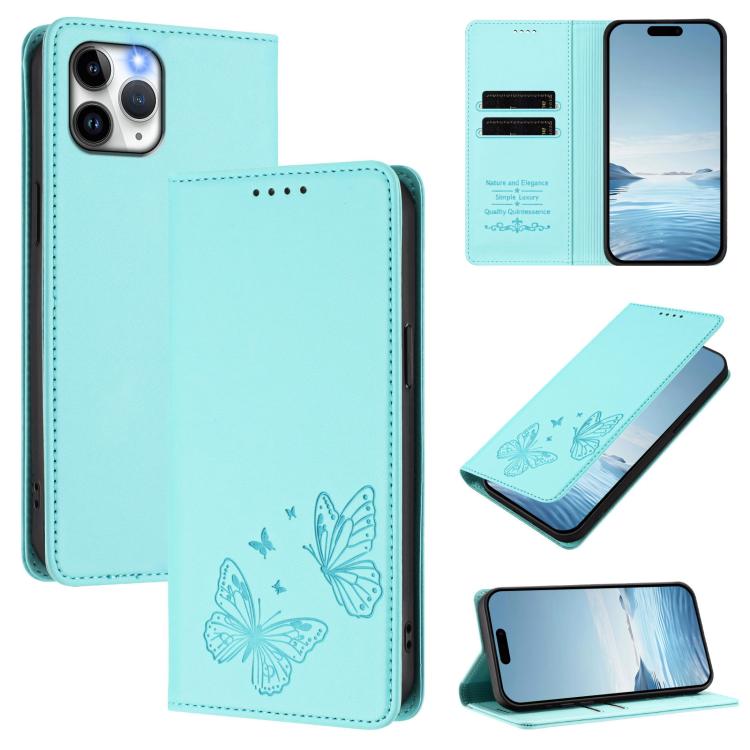 เคสโทรศัพท์หนังวีแกนแบบผีเสื้อคู่แม่เหล็กแรงสูง RFID สำหรับ iPhone 12 Pro Max, iPhone 11 Pro Max, iPhone 11, iPhone 11 Pro