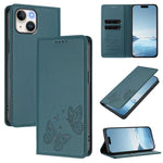 เคสโทรศัพท์หนังวีแกนแม่เหล็กคู่รูปผีเสื้อ RFID แข็งแรง สำหรับ iPhone 15, สำหรับ iPhone 14 Plus, สำหรับ iPhone 14 / 13, สำหรับ iPhone 14 Pro