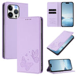 เคสโทรศัพท์หนังวีแกนแม่เหล็กคู่รูปผีเสื้อ RFID แข็งแรง สำหรับ iPhone 15, สำหรับ iPhone 14 Plus, สำหรับ iPhone 14 / 13, สำหรับ iPhone 14 Pro