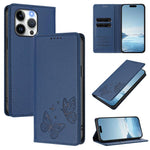 เคสโทรศัพท์หนังวีแกนแม่เหล็กคู่รูปผีเสื้อ RFID แข็งแรง สำหรับ iPhone 15, สำหรับ iPhone 14 Plus, สำหรับ iPhone 14 / 13, สำหรับ iPhone 14 Pro