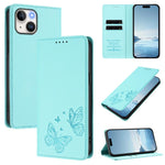 เคสโทรศัพท์หนังวีแกนแม่เหล็กคู่รูปผีเสื้อ RFID แข็งแรง สำหรับ iPhone 16, สำหรับ iPhone 15 Pro Max, สำหรับ iPhone 15 Pro, สำหรับ iPhone 15 Plus