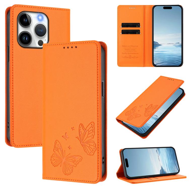 เคสโทรศัพท์หนังวีแกนแม่เหล็กคู่รูปผีเสื้อ RFID แข็งแรง สำหรับ iPhone 16, สำหรับ iPhone 15 Pro Max, สำหรับ iPhone 15 Pro, สำหรับ iPhone 15 Plus