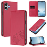 เคสโทรศัพท์หนังวีแกน RFID แบบผีเสื้อคู่แม่เหล็กแรงสูง สำหรับ iPhone Air, สำหรับ iPhone 16 Pro Max, สำหรับ iPhone 16 Pro, สำหรับ iPhone 16 Plus