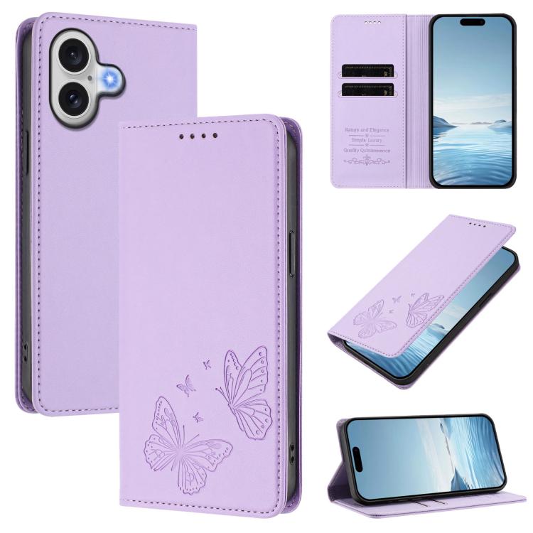 เคสโทรศัพท์หนัง Vegan RFID ผีเสื้อคู่แม่เหล็กแข็งแรง สำหรับ iPhone 17e / 16e, สำหรับ iPhone 17 Pro Max, สำหรับ iPhone 17 Pro, สำหรับ iPhone 17