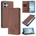 เคสโทรศัพท์หนัง Vegan RFID ผีเสื้อคู่แม่เหล็กแข็งแรง สำหรับ iPhone 17e / 16e, สำหรับ iPhone 17 Pro Max, สำหรับ iPhone 17 Pro, สำหรับ iPhone 17
