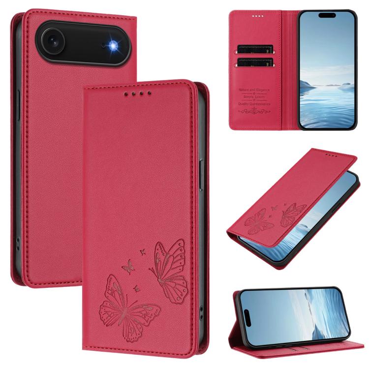 เคสโทรศัพท์หนังวีแกน RFID แบบผีเสื้อคู่แม่เหล็กแรงสูง สำหรับ iPhone Air, สำหรับ iPhone 16 Pro Max, สำหรับ iPhone 16 Pro, สำหรับ iPhone 16 Plus