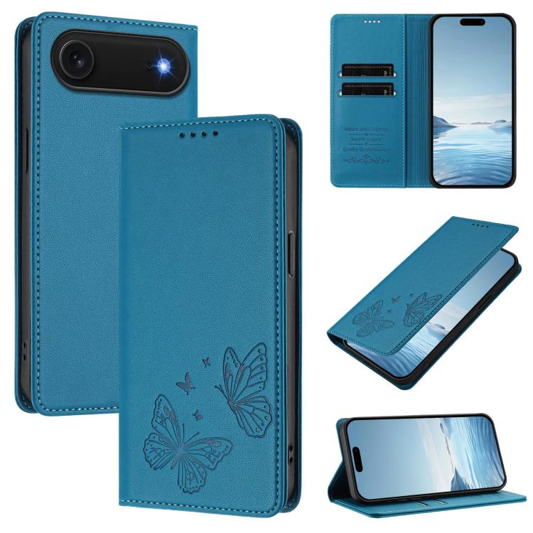เคสโทรศัพท์หนังวีแกน RFID แบบผีเสื้อคู่แม่เหล็กแรงสูง สำหรับ iPhone Air, สำหรับ iPhone 16 Pro Max, สำหรับ iPhone 16 Pro, สำหรับ iPhone 16 Plus