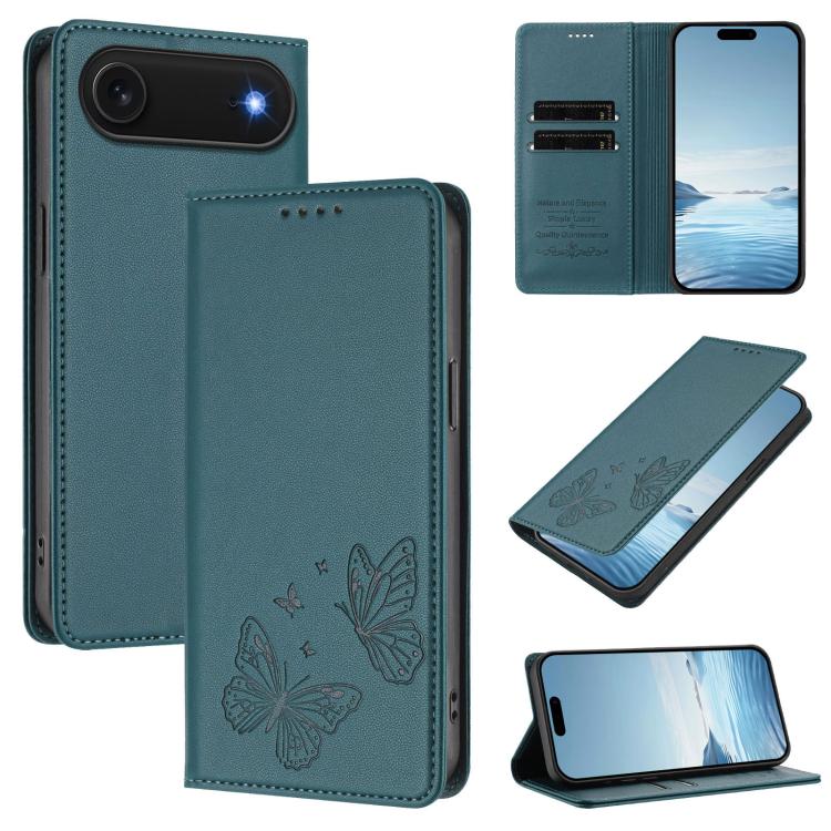 เคสโทรศัพท์หนังวีแกน RFID แบบผีเสื้อคู่แม่เหล็กแรงสูง สำหรับ iPhone Air, สำหรับ iPhone 16 Pro Max, สำหรับ iPhone 16 Pro, สำหรับ iPhone 16 Plus