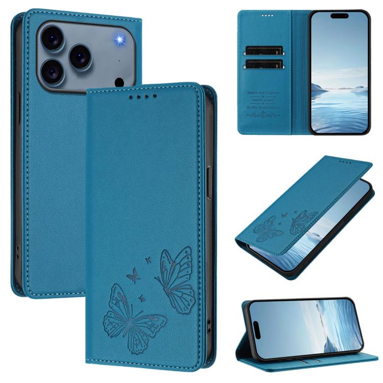 เคสโทรศัพท์หนัง Vegan RFID ผีเสื้อคู่แม่เหล็กแข็งแรง สำหรับ iPhone 17e / 16e, สำหรับ iPhone 17 Pro Max, สำหรับ iPhone 17 Pro, สำหรับ iPhone 17