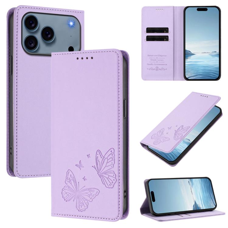 เคสโทรศัพท์หนัง Vegan RFID ผีเสื้อคู่แม่เหล็กแข็งแรง สำหรับ iPhone 17e / 16e, สำหรับ iPhone 17 Pro Max, สำหรับ iPhone 17 Pro, สำหรับ iPhone 17