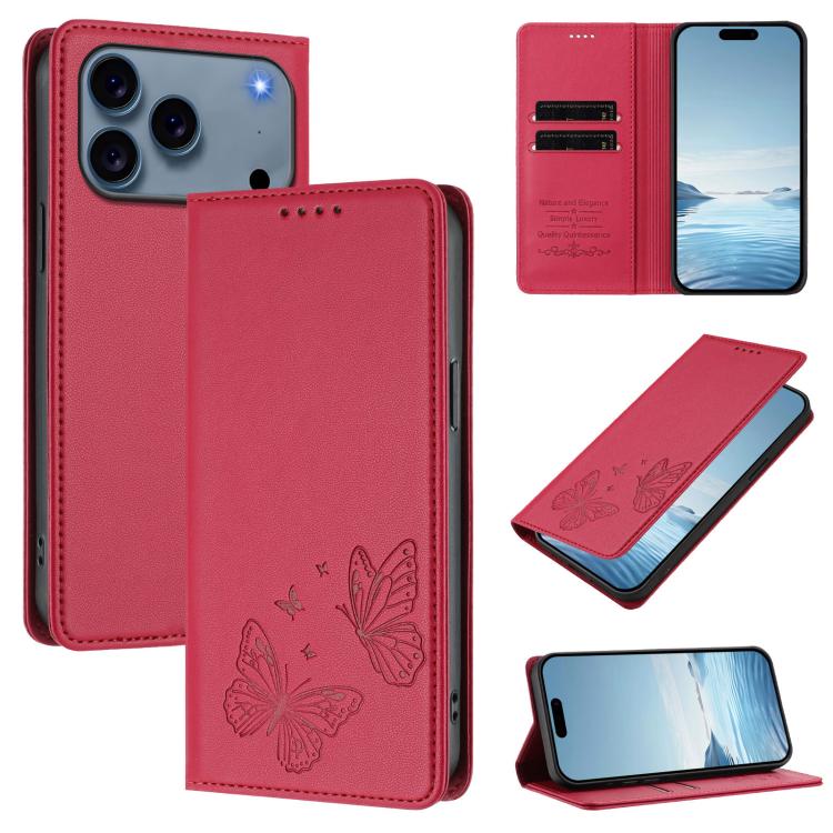 เคสโทรศัพท์หนัง Vegan RFID ผีเสื้อคู่แม่เหล็กแข็งแรง สำหรับ iPhone 17e / 16e, สำหรับ iPhone 17 Pro Max, สำหรับ iPhone 17 Pro, สำหรับ iPhone 17